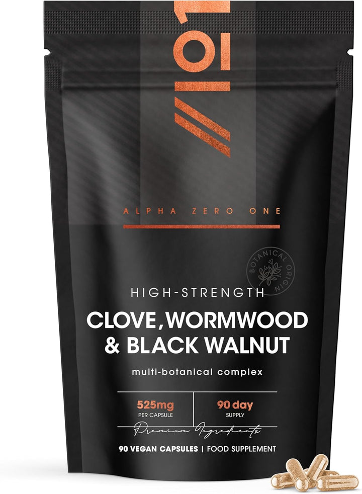 Clove, Wormwood & Green Black Walnut Hull 525Mg – 90 Vegan Capsules – High Strength Multi-Botanical Complex Supplement – Resealable and Recyclable Pouch by