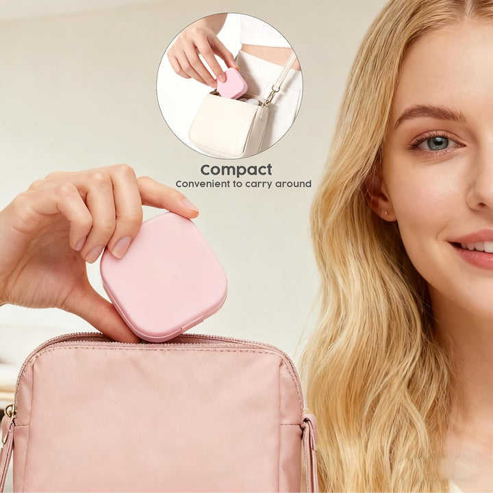 5-In-1 Pink Contact Lens Kit with Cleaner, Mirror, Tweezers, Case & Solution Bottle – Portable Travel Set for Outdoor Daily Wear