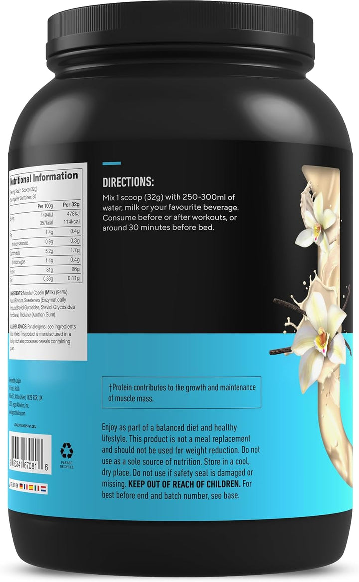 Casein+ Vanilla Pure Micellar Casein Protein Powder - Non-Gmo Grass Fed Cow Milk, Natural Flavors & Stevia, Low Carb, Keto Friendly - Best Pre Sleep (PM) Slow Release Muscle Recovery Drink 2Lb Casein protein, Slow-digesting protein, Protein supplement, Pr