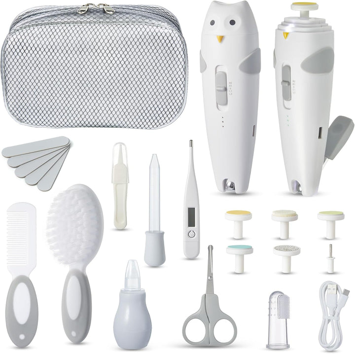Baby Healthcare and Grooming Kit, 26 in 1 Rechargeable Baby Nail Trimmer Electric Set,Safe Baby Nail File with Auto Light, Newborn Nursery Health Care Kit, Portable Baby Safety Care Set