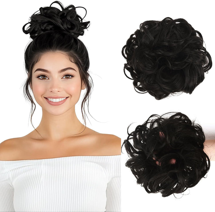 Messy Bun Hair Piece for Women,Curly Wavy Hair Scrunchies Bun Extensions Hairpieces,Synthetic Hair Chignons Accessories Updo for Girls(18/22#,35G)