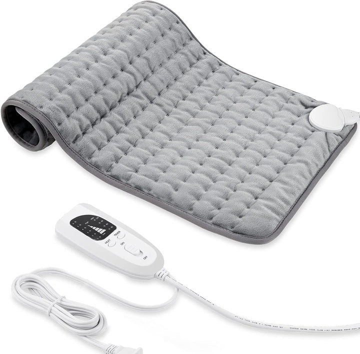 Heating Pad, Electric Heat Pad with Automatic Switch-Off and 6 Temperature Levels Heating Pad for Back Neck Shoulder Belly Heating Technology - Machine Washable. (12" X 24", Silver Gray)