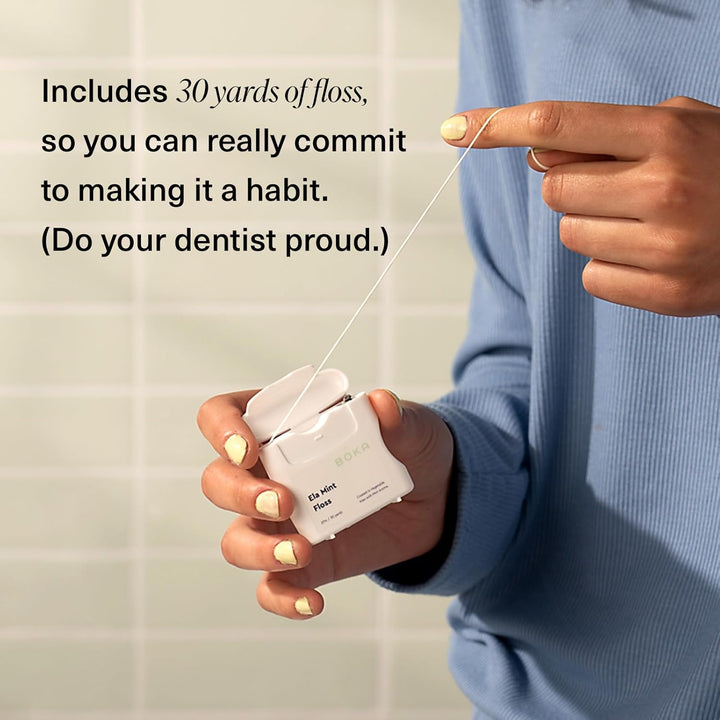 Ela Mint Woven Dental Floss, Made from Natural Vegetable Wax, Teflon-Free, 27 Meters of Waxed Floss (Pack of 1)