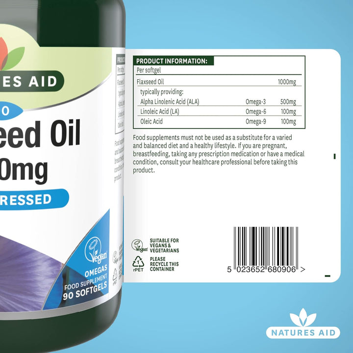 Flaxseed Oil 1000Mg – High Strength Omega-3 Softgels – Supports Heart & Brain Function – Vegan, Non-Gmo, Gluten-Free – Cold Pressed Essential Fatty Acids – 90 Capsules