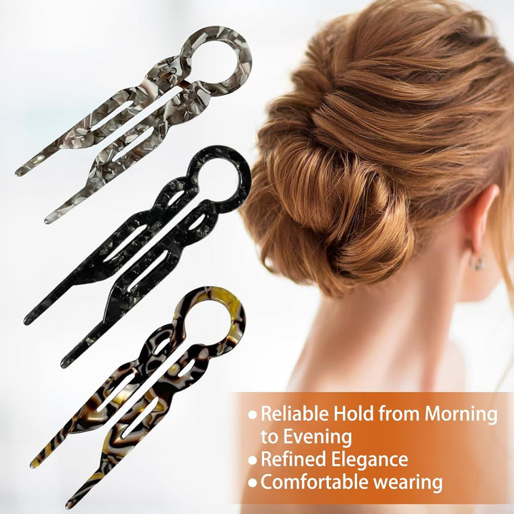3Pcs Prestige Hair Pins, U-Shaped French Hairpins, French Twist Hair Accessories for Women with Fine Hair, Effortless Elegant Clips Suitable for Women'S Thick Styling Accessories