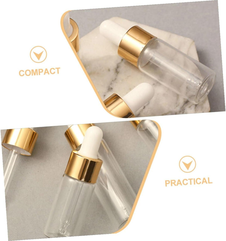 10Pcs Leakproof Glass Dropper Bottles Clear Essential Oil Containers Portable Travel Storage with Tops for Perfume and Aromatherapy