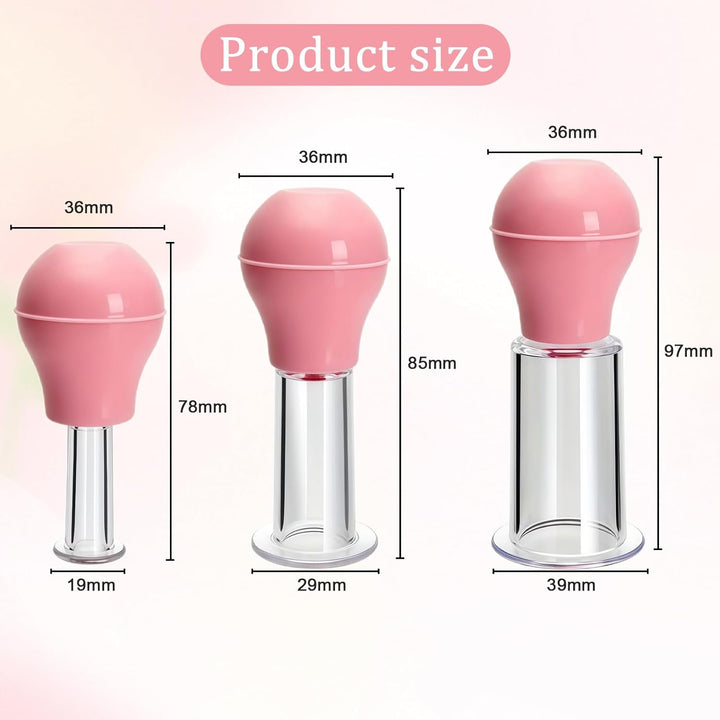 3Pcs Facial Cupping Set, 3 Sizes Silicone Facial Cupping Set for Face, Neck, Back, Eyes Massage Vacuum Cup Suction