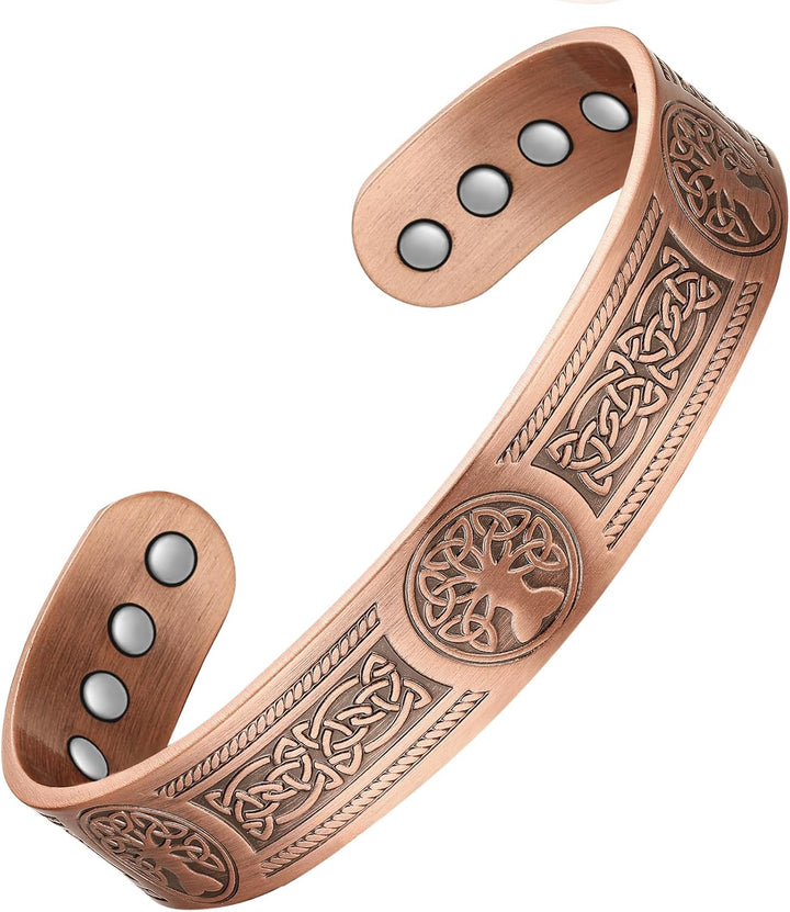 Copper Magnetic Bracelets for Men Women,100% Solid Copper Magnetic Cuff Bangle with Powerful Magnets(Each 3500 Gauss), Brazaletes with Jewelry Gift Box