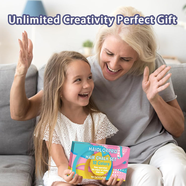 Hair Chalks for Girls Kids, 10PCS Washable Temporary Hair Dye Colour, Coloured Hair Spray Wash Out, Teenage Girls Christmas Gifts for 5-15 Year Old