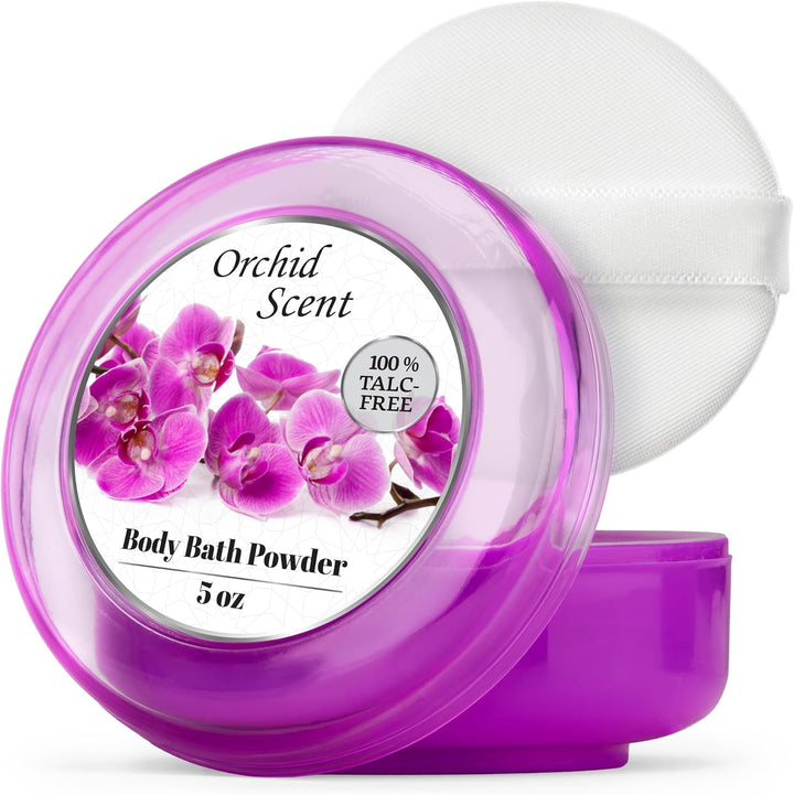 1 Pack Body Powder for Women with Puff, 100% Talc-Free, Elegant Rose Petals Scented Dust, after Bath for Soft Skin, Extra Large,(5Oz)