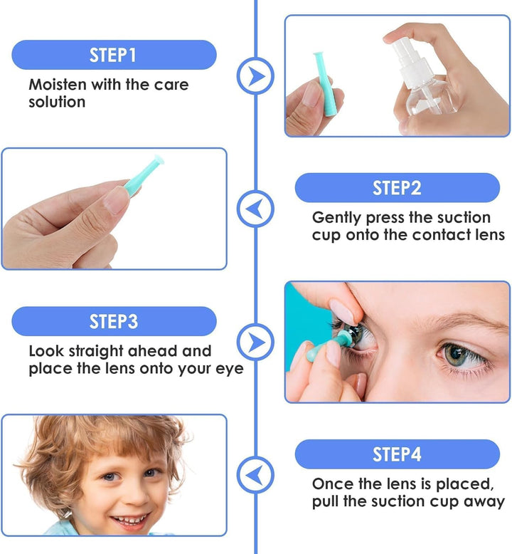 Contact Lens Applicator,4 Pieces Silicone Contact Lens Inserter,Contact Lens Remover Set,Contact Lens Remover Tool with Storage Cases for Home Travel Outdoor Activities(Green)