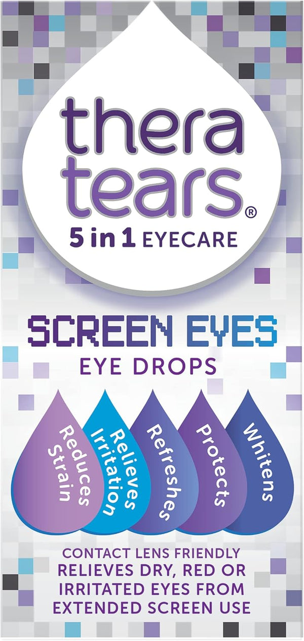 Screen Eyes Eye Drops | Relieves, Refreshes and Whitens Dry, Red or Irritated Eyes from Extended Screen Use | Contact Lens Friendly | 5 in 1 Eye Care Drops | 10Ml