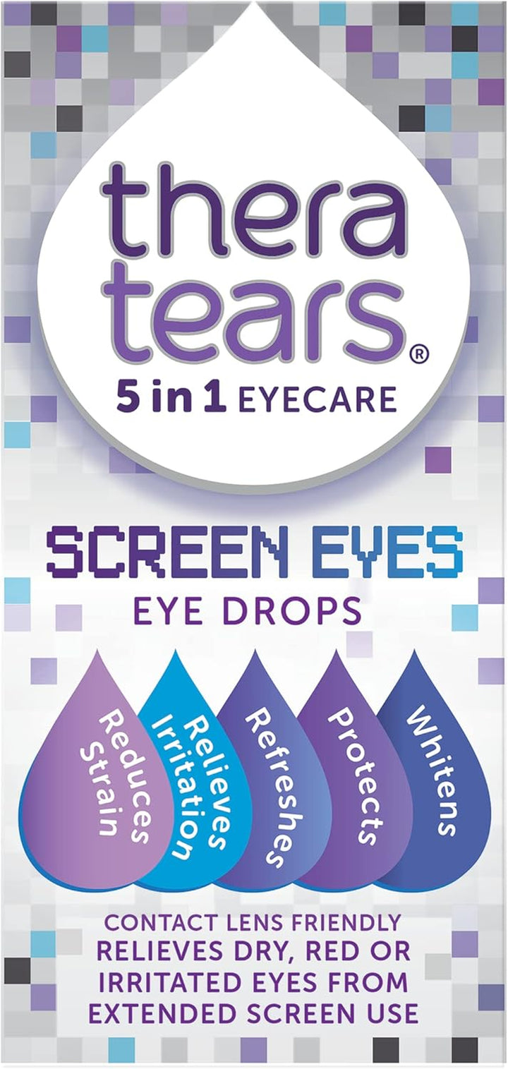 Screen Eyes Eye Drops | Relieves, Refreshes and Whitens Dry, Red or Irritated Eyes from Extended Screen Use | Contact Lens Friendly | 5 in 1 Eye Care Drops | 10Ml