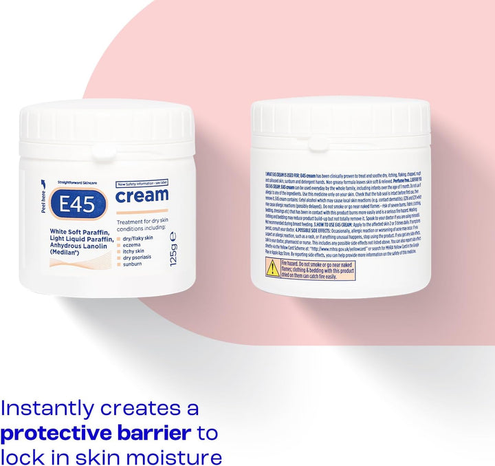 Cream 125 G – Moisturiser for Dry Skin and Sensitive Skin - Emollient Body Cream to Soothe Dry and Irritated Skin - Itchy Skin, Eczema Cream - Perfume-Free Face Cream and Non-Greasy Hand Cream