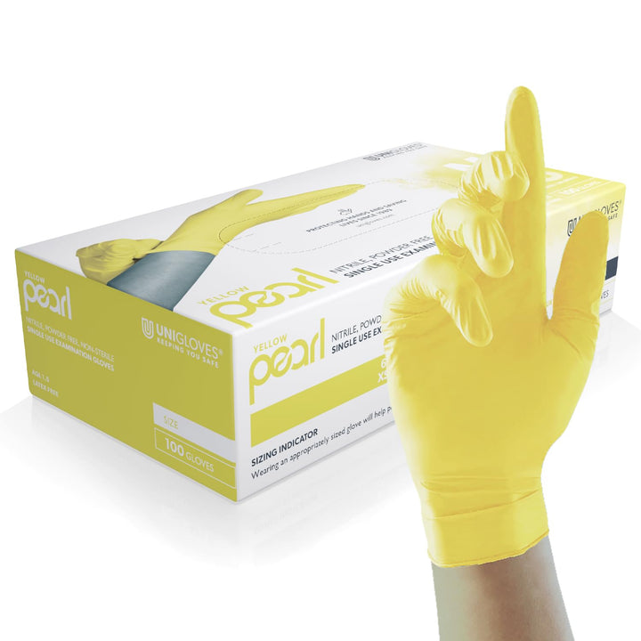 White Pearl Nitrile Examination Gloves - Multipurpose, Powder Free and Latex Free Disposable Gloves - Box of 100 Gloves, White, Medium (GP0023)