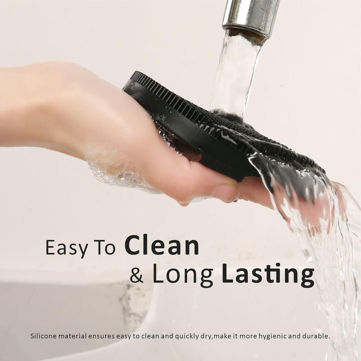 Silicone Body Scrubber, Gentle Exfoliating Body Scrubber in Shower Silicone Loofah with Easily Lather Bristles, Long Lasting, and More Hygienic than Traditional Shower Loofah,1 Pack, Black…