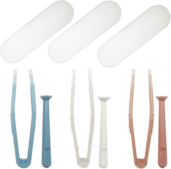 3 Packs Contact Lens Applicator Contact Lens Remover Tools and Contact Lens Tweezers Contact Lens Suction Stick Handler with Storage Case, Pink, Blue, White
