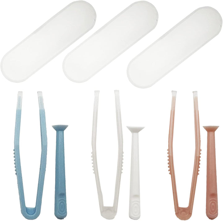 3 Packs Contact Lens Applicator Contact Lens Remover Tools and Contact Lens Tweezers Contact Lens Suction Stick Handler with Storage Case, Pink, Blue, White