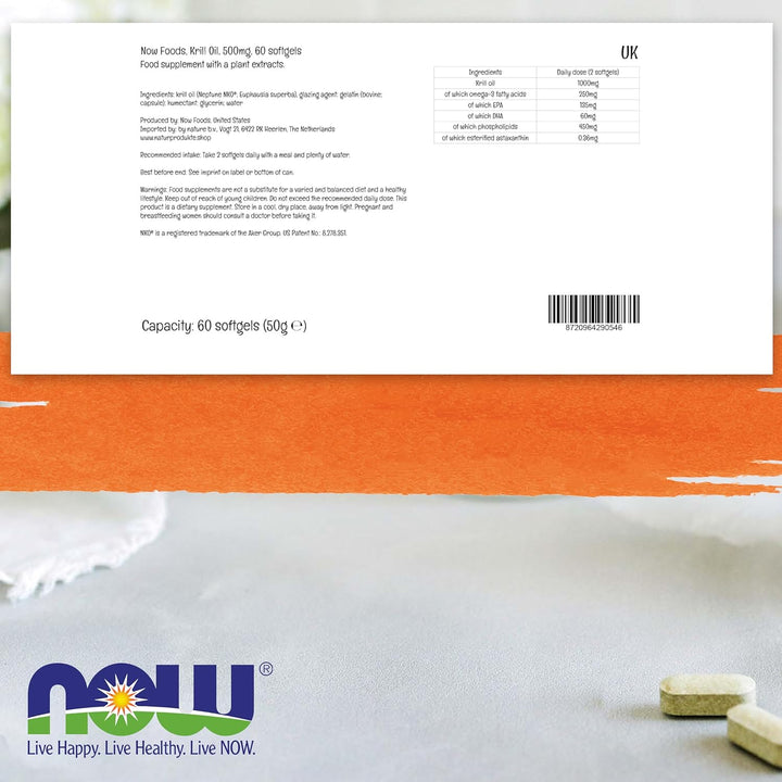 Foods Krill Oil, 1000Mg, with EPA, DHA and Astaxanthin, High Dose, 60 Softgels, Laboratory Tested, Soy Free, Gluten Free, Non-Gmo