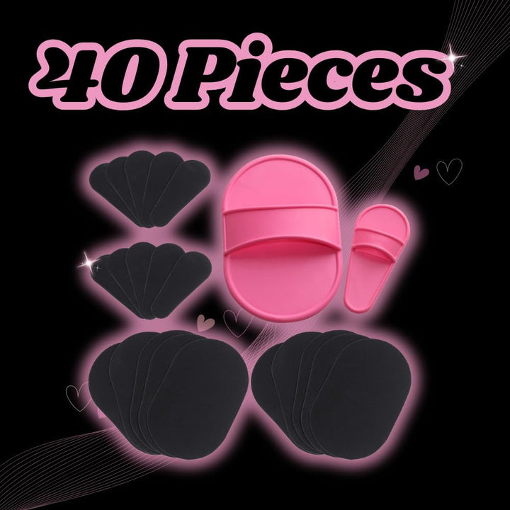 Exfoliating Hair Removal Pad Set - 40 Buffer Pads with 2 Holders - Smooth Skin on Legs, Arm, Face, Top Lip - Depilation for Unwanted Hair