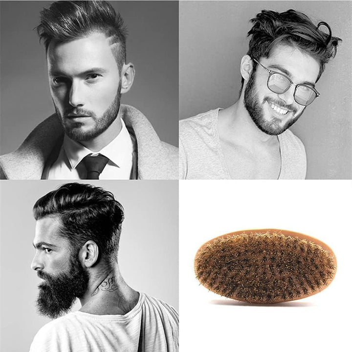1 Piece Beard Brush - Boar Bristle Brush with Solid Wood Handle for Firm Bristles to Tame and Soften Facial Hair (Brown)