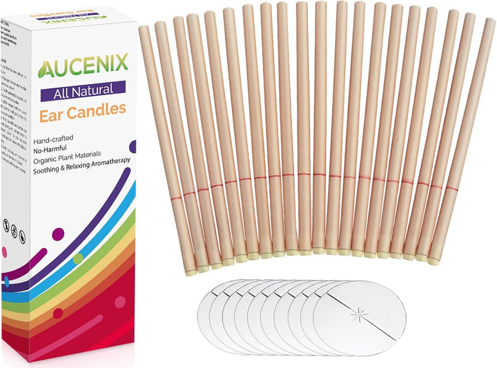 Natural Ear Candles 16 Pcs,  Beeswax Ear Wax Candles, Hopi Ear Candle with Protector Disks