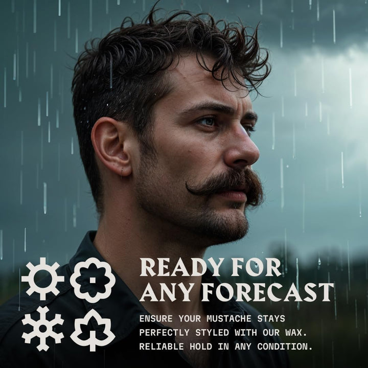 Moustache Wax and Comb Kit - 60G, Unscented - Strong Hold Moustache Wax for Men & Anti-Static Comb for Precise Grooming - Non-Greasy Formula for Easy Beard Care
