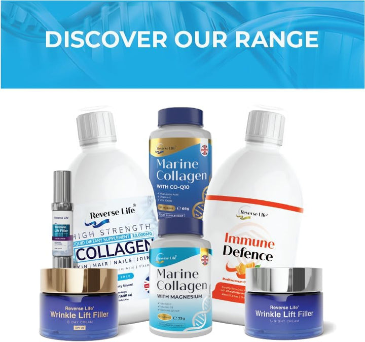 - High Strength Marine Collagen Liquid - Skin, Hair, Nails & Joints - 10,000Mg Hydrolysed Peptide Food Supplement Drink - Hyaluronic Acid, Biotin, Vitamins C and D - Mixed Berry Flavour