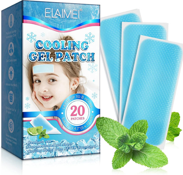 20 Sheets Cooling Fever Patch for Kids,Cooling Forehead Strips Cooling Gel Pads for Baby Children Adult, Forehead Fever Cool Pads