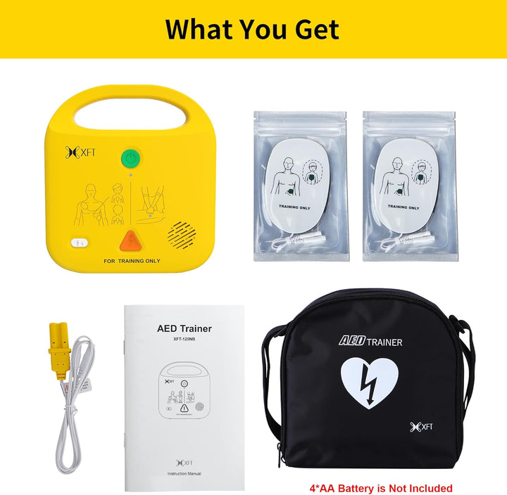 AED Trainer, AED Defibrillator Trainer Set CPR Training Device, English, Italian, French, Spanish Voice Prompts, 5 Different Scenarios, First Aid Defibrillator Trainee Beginner, -120NB Training AED