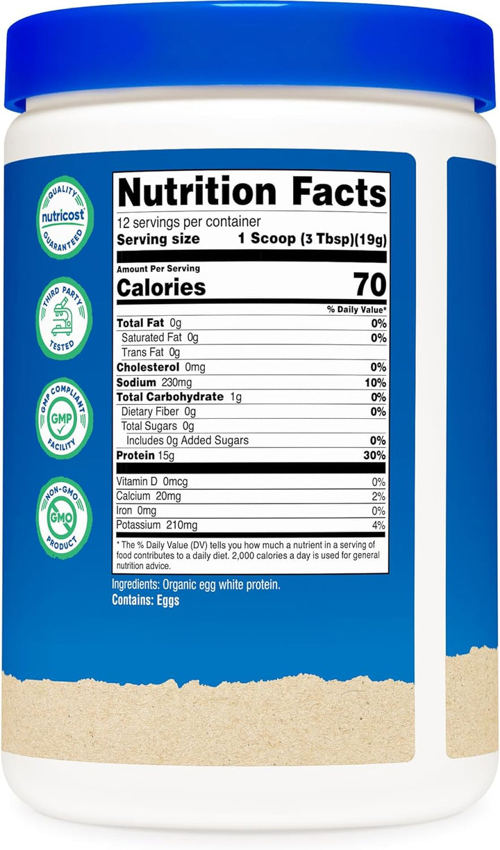 Organic Egg White Protein Powder 8Oz (Unflavored) - 15 Grams Protein per Serving, Gmo-Free, Gluten Free