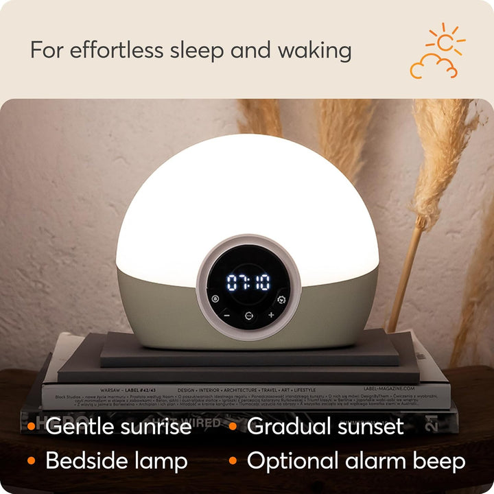 Bodyclock Spark 100 - Wake-Up Light Alarm Clock with Sleep Sunset, White/Off-White