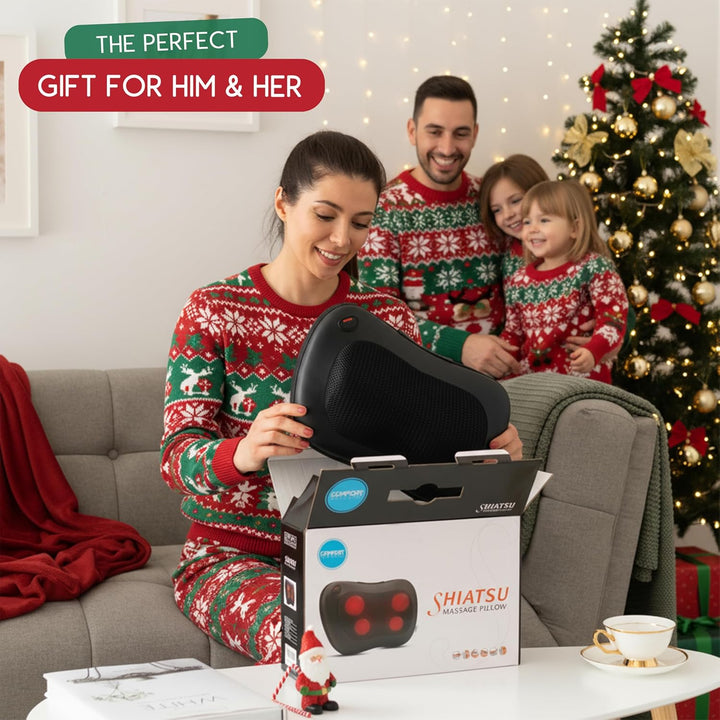 Back Massager, Neck Massage, Shiatsu Pillow with Heat, Deep Tissue Kneading Massager for Neck, Back, Shoulder, Legs, Electric, Muscle Pain Relax, Gifts for Women Men Mum Dad Him Her