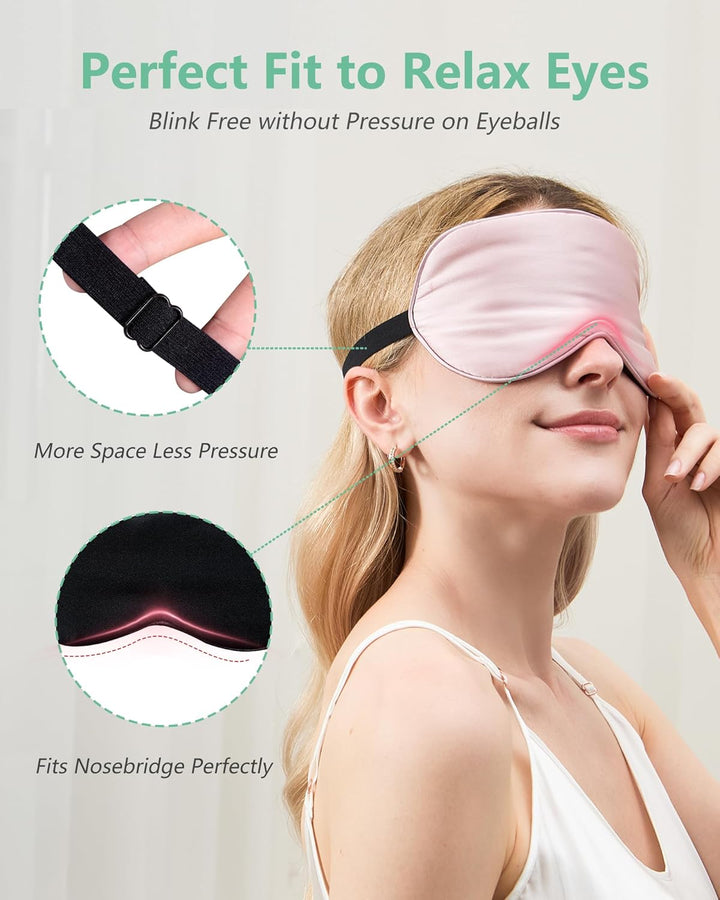 Sleep Mask, 2 Pack 100% Real Natural Pure Silk Eye Masks with Adjustable Strap for Sleeping, Mulberry Silk Eye Sleep Shade Cover, Block Light Reduces Puffy Eyes Traveling Gifts