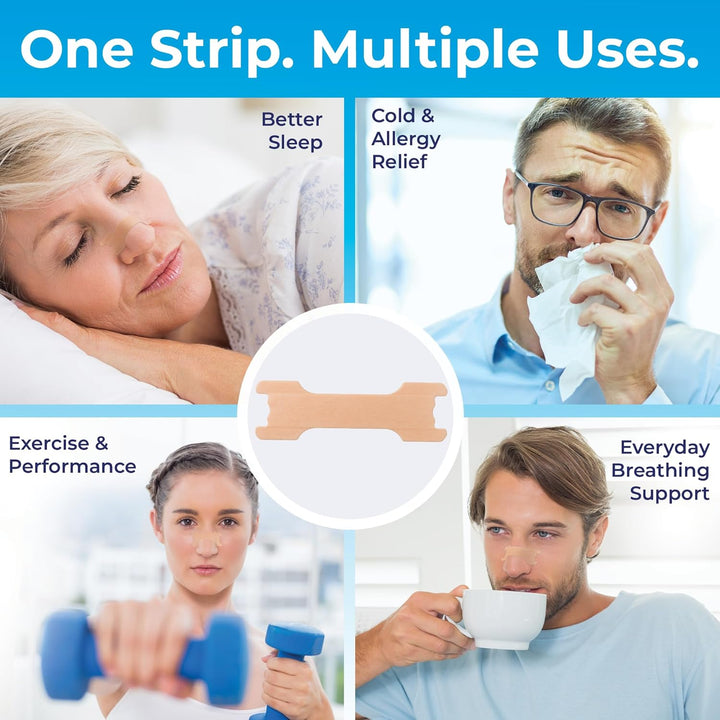 Nasal Strips Large 60 Pack | Nose Strips for Breathing, Snoring & Better Sleep | Instantly Relieves Congestion, Drug-Free, and Strong Hold for Men & Women by