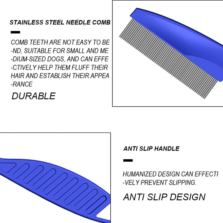 4-Piece Lice Comb Kit - Metal & Plastic Double Sided Nit & Flea Combs