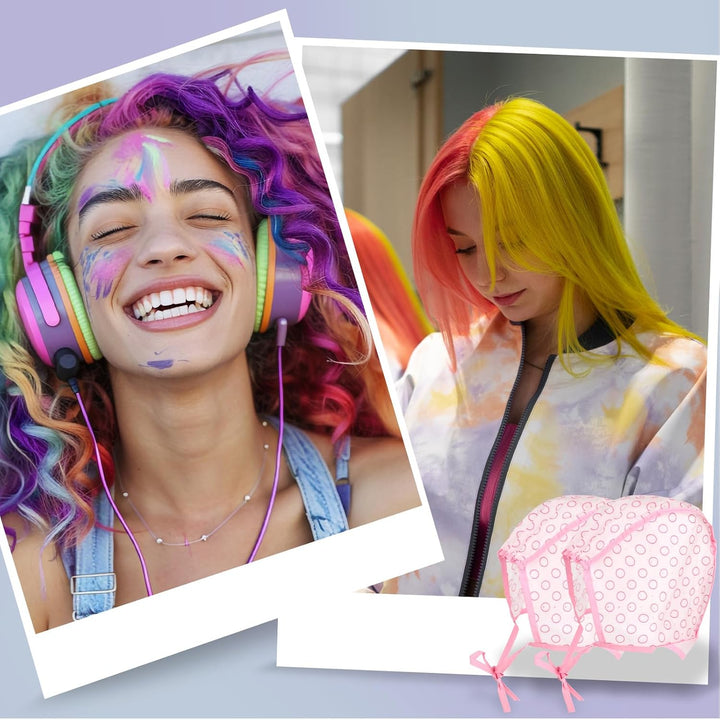 4Pcs Highlighting Cap and Hook Kit,Highlight Cap with Holes for Salon Hair Dyeing Hairdressing and Diy Dyeing Hair