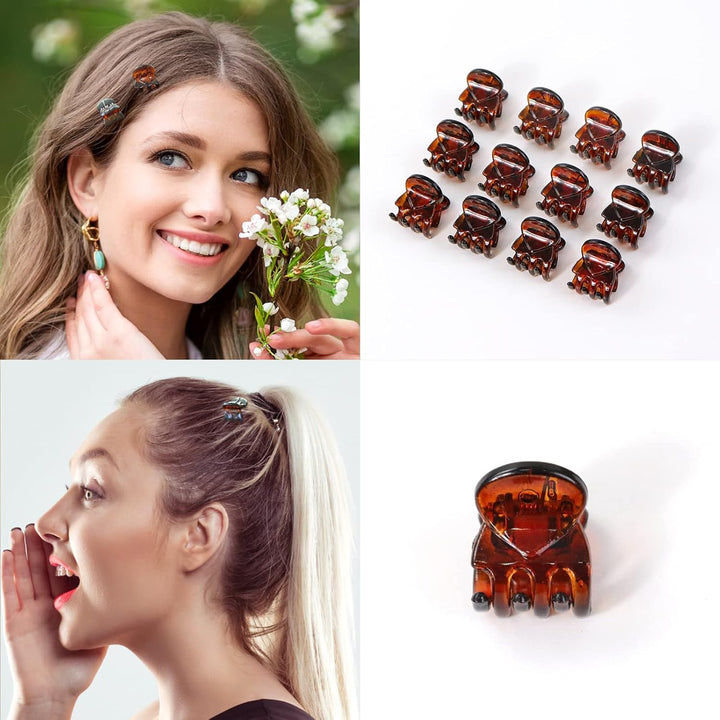 30PCS Mini Hair Clips, Small Hair Clips, Mini Claw Hair Clips, Small Hair Clips for Women with Storage Bags, Non-Slip Hair Catch for Women Girl'S Hair Black and Brown