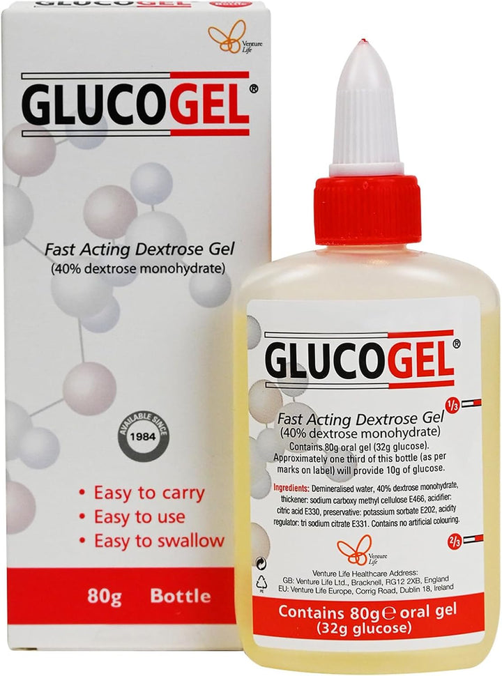 Fast Acting Glucose Energy Gel - Hypostop Gel for Running, Hiking, Cycling, Marathon Liquid Dextrose - Original Unflavoured, 80G Bottle (Pack of 1)