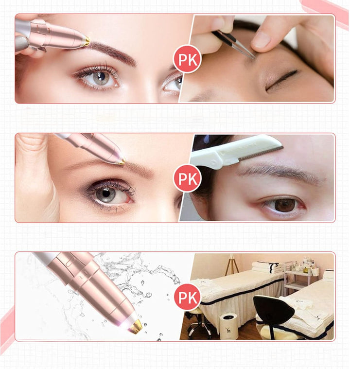 Electric Eyebrow Trimmer, Rechargeable Stainless Steel Automatic Eyebrow Groomer for Women Lady Girl (Gold)