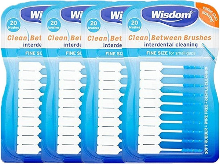 6X  Clean between Interdental Brushes - Pack of 20 – Size Fine Blue (Tot. 120 Pcs)
