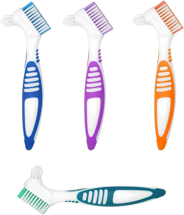 4Pcs Denture Brush Set – Retainer & Denture Toothbrush for Oral Care, Effective Cleaner for Braces, Retainers, and Dentures
