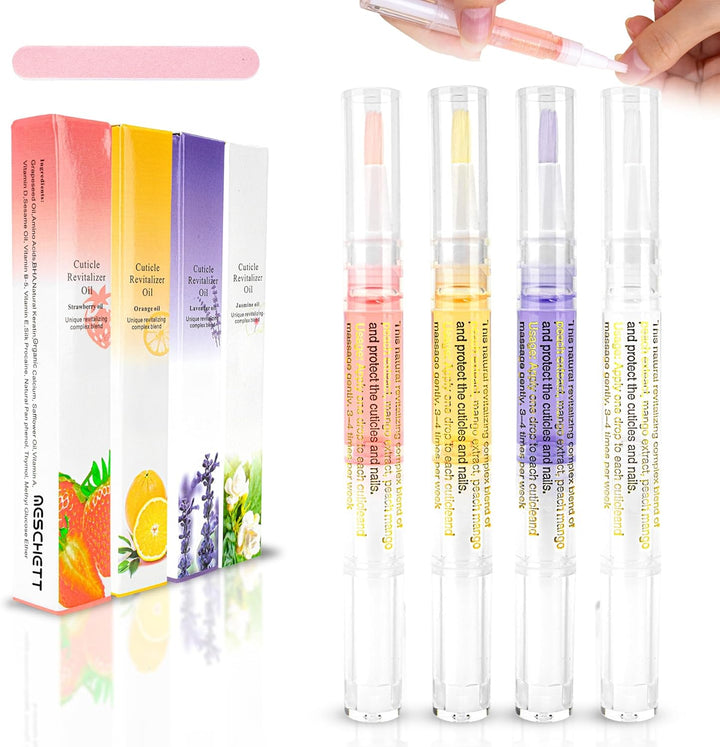 Cuticle Oil Pen,3Pcs Nutrition Oil Pen with Nail File,Cuticle Oil for Nails with Natural Ingredients,Nail Oil Cuticle for Repairing Cracked and Dry Nail(Pineapple & Peach & Jasmine Flavor)
