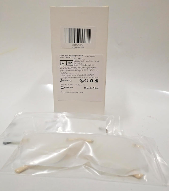 Eyewear Glasses Frameless Fashion, Gold Silver Non-Prescription Clear Lense Fake Glasses for Women and Men 2 Pack