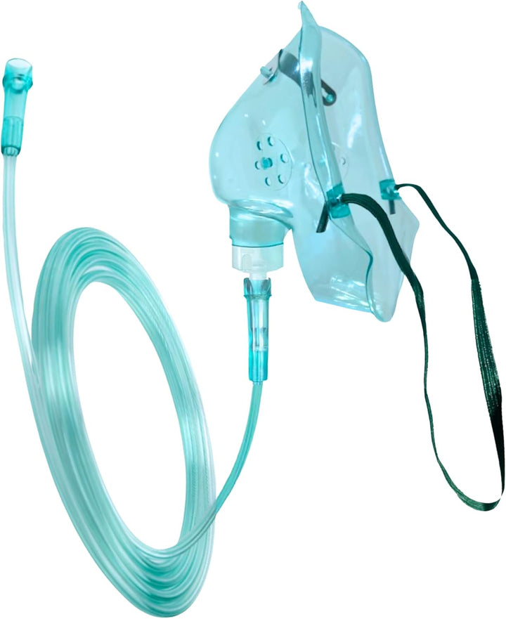 Oxygen Mask with 2.1M Long Tubing, Boosts Oxygen & Enhances Oxygen Therapy, Comfortable Fit, Adjustable Strap & Soft PVC Material. Oxygen Mask for Home Use, (Adult Size)