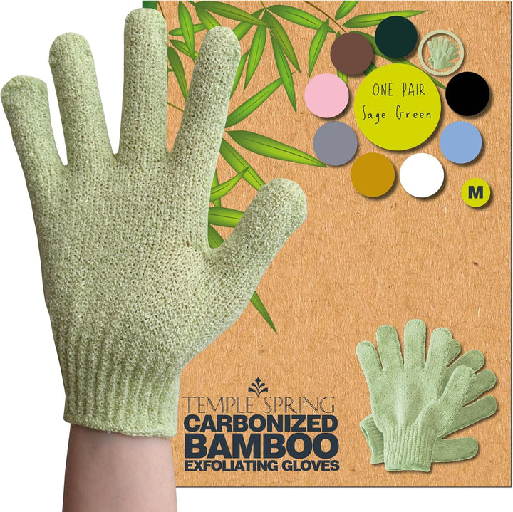 Exfoliating Glove, Carbonized Rayon Bamboo Body Scrubber, Loofah Exfoliating Mitt, Shower Scrubber Wash Cloth, Body Exfoliator Scrub, Loofa Shower Gloves Bath Sponge - Grey