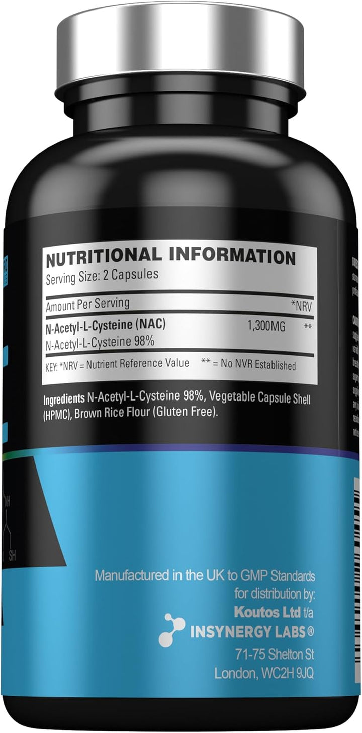 NAC 650Mg per Capsule (Maximum Dose in UK) Superior 98% Purity NAC Supplement, N-Acetyl-Cysteine NAC Powder 90 Vegan Capsules