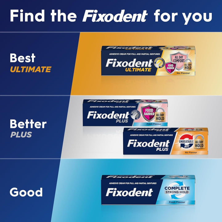 Fixodent plus Food Barrier Denture Adhesive, Fresh Flavour 40G X 3 Multipack