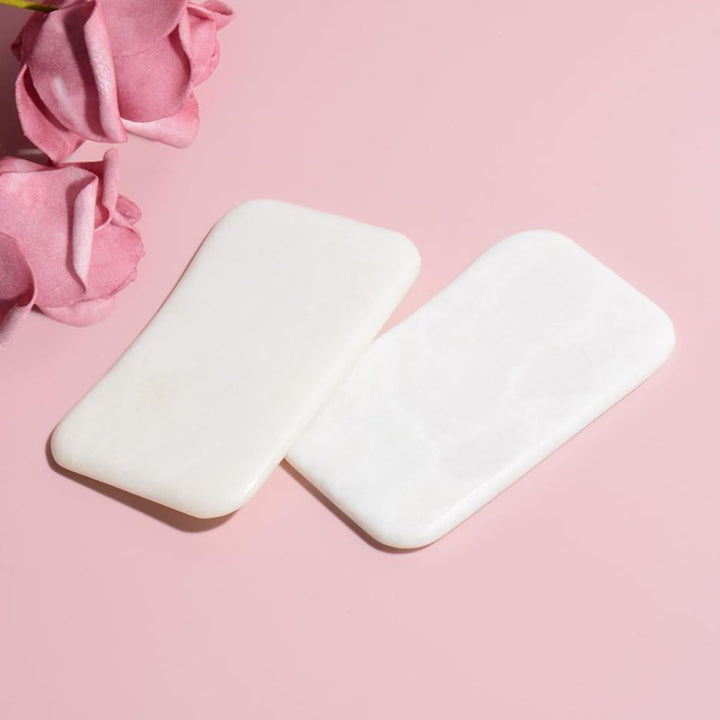 Smooth Jade Gua Sha Scraping Massage Board for Facial and Body Use Comfortable White Xiuyan Jade Tool with Scientific Design for Relaxation and Skin Care Portable and Lustrous