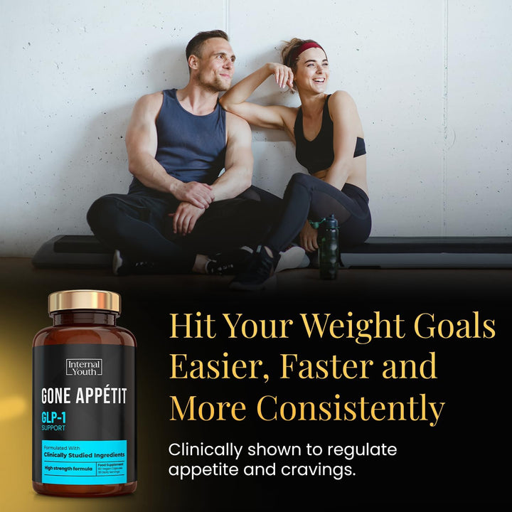Gone Appétit - GLP-1 Appetite Suppressants for Women and Men - Clinically Studied Ingredients - Weight Loss Pills That Work Fast - Natural GLP 1 Hunger Suppressant - Made in the UK - 60 Capsules